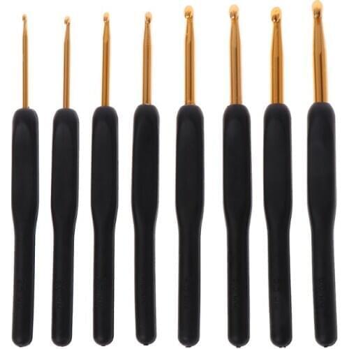8Pcs/Set Bearded Needle Crochet Hooks Set Ergonomic Soft-Grip Handle Yarn Weave Craft Sewing Knitting Knitwear DIY Tools