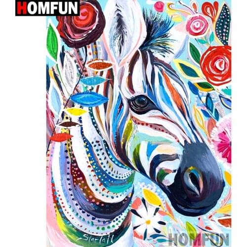 HOMFUN Full Square/Round Drill 5D DIY Diamond Painting "Color zebra" Embroidery Cross Stitch 3D Home Decor Gift A10161