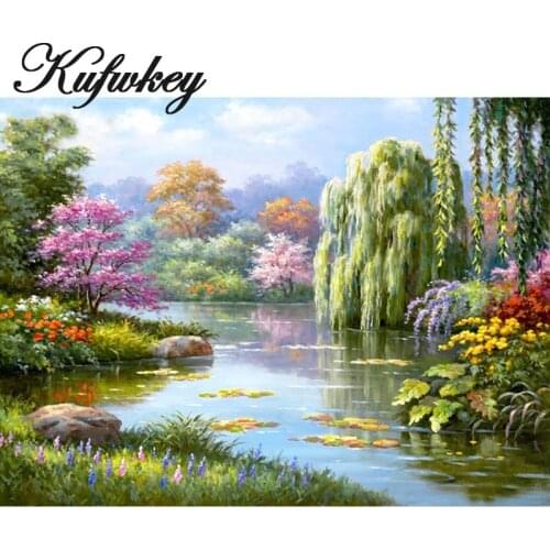 Diamond Painting Landscape Nature Cross Stitch Needlework Diamond Mosaic Diamond Embroidery Flowers Rose Pattern Hobbies Crafts