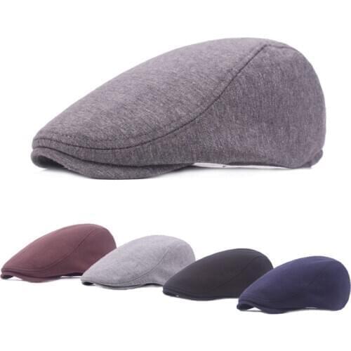 Male Cotton Solid Color Beret Cap Retro Waiter Hat Female Spring/Autumn Casual Hat Couple Wild Hats Newsboy Caps Detective Hats