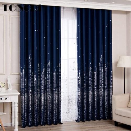 TONGDI Shiny Silver Star Castle Blackout Children Curtain High-grade Decoration For Party Children Room Bedroom Living Room