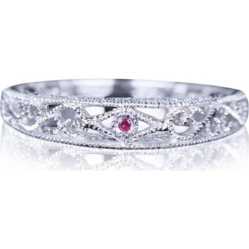 HELON Sterling Silver 925 Round Genuine Rubies Women Ring Band Wedding & Anniversary Antique Vintage Fine Jewelry Genstone Ring