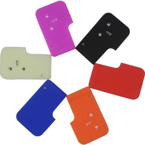 Jingyuqin 3Buttons Silicone Key Card Case For Renault Clio Megane R.S. Scenic Grand Remote Key Cover Luminious Optional Holder