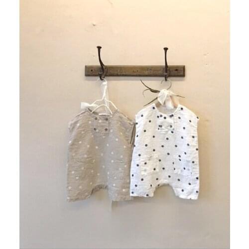 2021 new boys girls dots rompers cotton linen summer babys jumpsuit