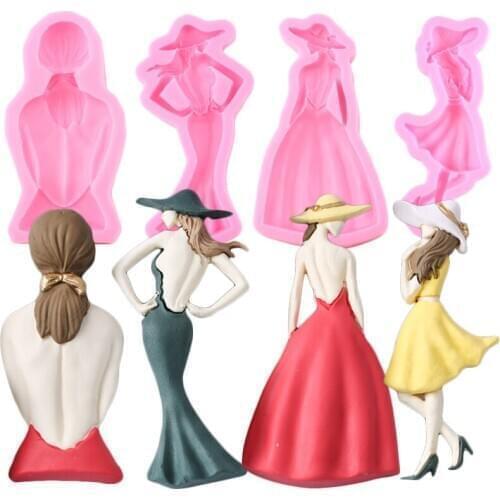 Beautiful Women Girl Silicone Mold DIY Wedding Fondant Cake Decorating Tools Candy Polymer Clay Chocolate Gumpaste Moulds