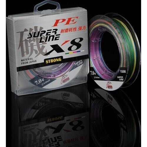 Fishing line 8 Braided Japan PE Line Multicolour high stengthe fishing lines 150M ocean rock boat fishing casting