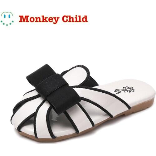 2021 New style Girls Summer Korean version All-match Bow tie Slippers fashion Cold mop Comfortable Leisure Cool