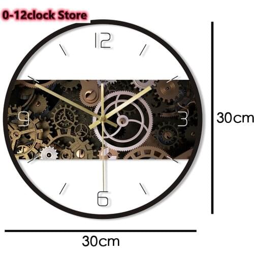 Mechanism Texture Printed Steampunk Gear Contemporary Watch Mechanical Wall Clock Clockwork Engineer Mechanic Zegar Scienny