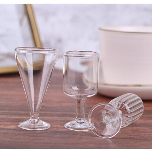 Hot Sale！1:12 Dollhouse Miniature Transparent Coffee Tea Cup Drink Cups Wine Glass Doll House Decor Toy