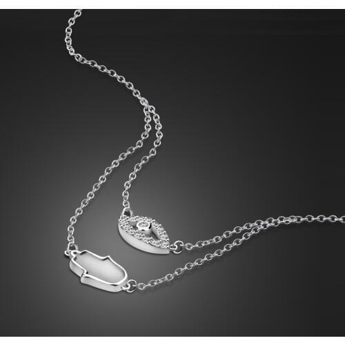 Fashion Brand Stella Double Hollow out eyes Pendant Chokers Heart Necklace Women 100% 925 sterling silver Phase Heart Jewelry