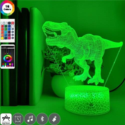 Dinosaur Nightlight Bedroom 3D Picture Lamp LED Night Light Tyrannosaurus Rex Atmosphere Decor Cool Gift for Kids Child Friends