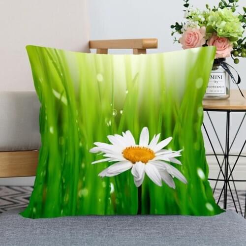 New Arrival Grass Pillowcase Wedding Decorative Pillow Cover Custom Printed Soft Satin Fabric Pillow Cases Not Fade