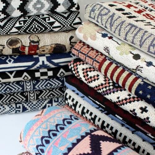 Ethnic Bohemian Style Yarn Dyed Fabric Boho Vintage Upholstery Fabrics Home Decoration Accessories by Half Meter