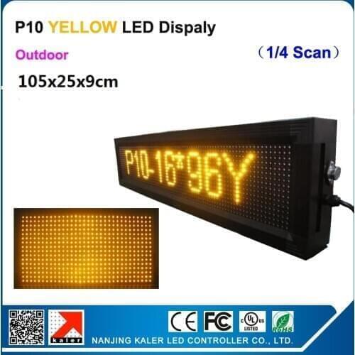 P10 Outdoor DIP / SMD 16X96dots 4scan Yellow 105x25x9cm Led Scrolling Text Signboard Display Screen