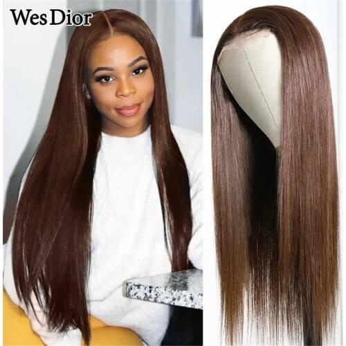 Colored Straight Human Hair Wigs For Women 13x4 Brazilian Lace Front Human Hair Wigs #4 Preplucked Remy 5x5 4x4 Lace Closure Wig
