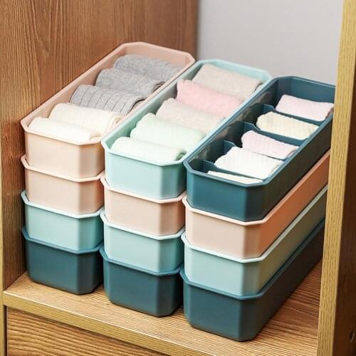 Plastic Organizer Socks Storage Box Stackable Fashion Portable Bra Underwear Storage Organizer Compartment Box for Home