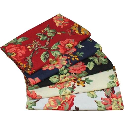 Half Meter Pastoral Ficus Flower Cotton Fabric For Dress Cushion Garment Bed Sheet DIY Home Deco