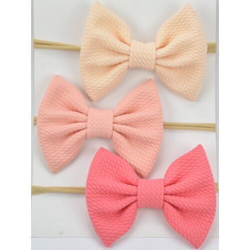 20 pcs/lot, 3.9" fabric bow nylon headbands, Stretchy and Soft , one size fits most, baby girls hair accessories
