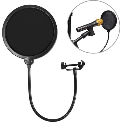 Professional Double-Layer Studio Microphone Pop Filter Round Shape Wind Screen For Singing Recording Cover Mask Shield Gooseneck