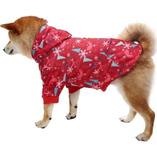 A Christmas Pet Dog Hoodie Winter Clothes For Medium Large Dogs Warm Jacket Sweatshirt Labrador French Bulldog Coat Clothing