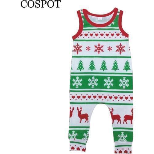 Baby Girls Boys Christmas Romper Newborn Tank Jumpsuit Toddler Kids Fashion Reindeer Print One-piece Rompers 2021 New 40