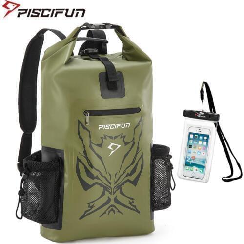 Piscifun Angry Face 20L 40L 50L Dry Backpack with Waterproof Phone Case Dry Bag Fishing Boating Swimming canoeing Camping Hiking