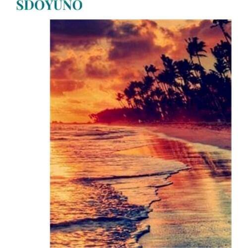 SDOYUNO 60x75cm Oil Painting By Numbers Seascape DIY Paint By Numbers On Canvas Scenery Frameless Home Decor Hand Painting