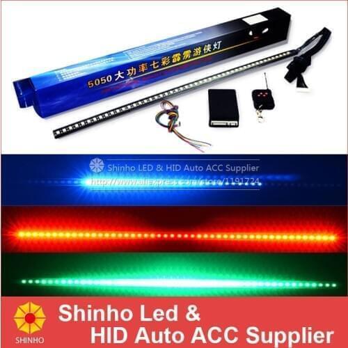 7color 130model 56cm 5050 48 LED RGB Car Light Knight LED Rider Car LED Strip Light Kit with Remote Controller Free shipping