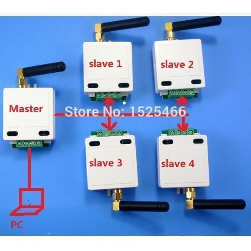 1 master 4 slave 433M Wireless RS485 Bus RF Serial Port UART Transceiver Module DTU for PTZ Camera PLC Modbus RTU LED Controller