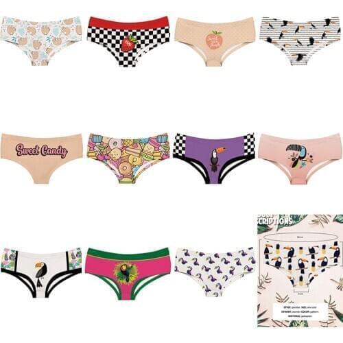 Board Strawberry Candys Cartoon Print Female Lingerie Thongs Briefs Underwear For Women Cute Panties For Lady