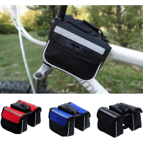 Bike Top Tube Bag Bicycle Front Frame Pannier Phone Mount Bag Bicycle Storage Front Tube Bag for Mountain Road Bike Accessories