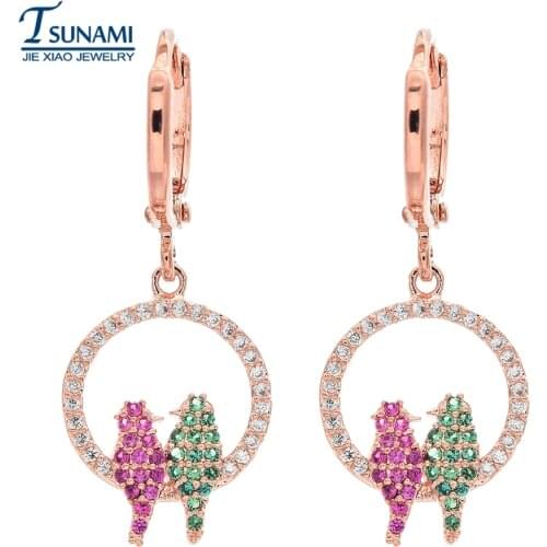 High-quality bird miniature Mosaic of zircon earrings Romantic jewelry zircon earrings for women ER-157