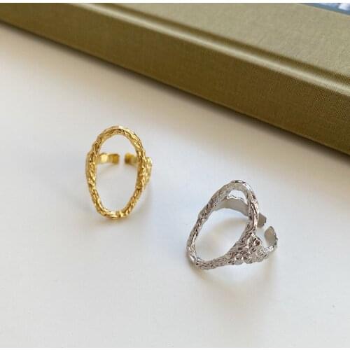 Amaiyllis 925 Sterling Silver Irregular Hollow Opening Rings For Female Personality Trendy Jewelry Rings