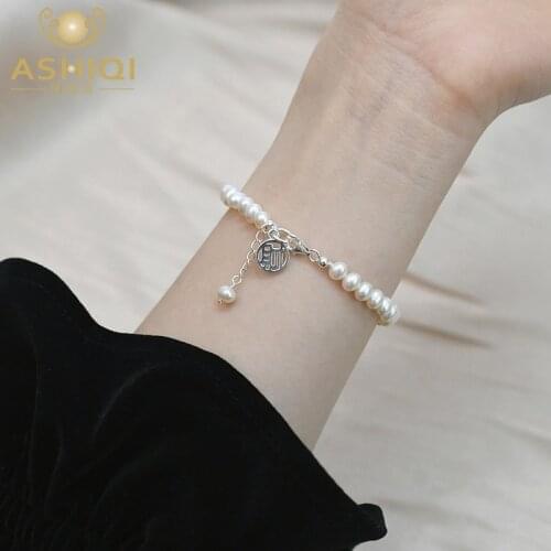 ASHIQI Natural freshwater pearl bracelet 925 sterling silver bracelet fashion for women