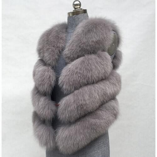 Womens 4 Rows Fur Vest 100% Real Soft Thick Fox Fur Waistcoat for women Lady Winter Genuine Fashion Female Gilet S-5XL