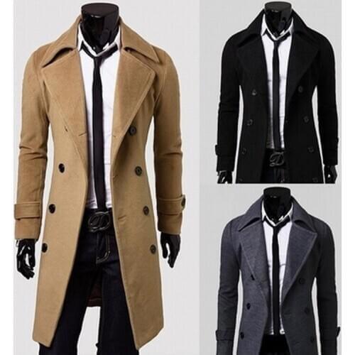 Winter Men Woolen Coat Fashion Mid-length Leisure Formal Plus Size Men Windbreaker Wholesale Men Coat In Stock Free Shipping