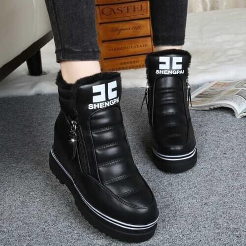 Single and Cotton Optional Snow Boots High Cotton-Padded Shoes Brushed and Thick Warm Low Heel Fashion Height Increasing Shoes