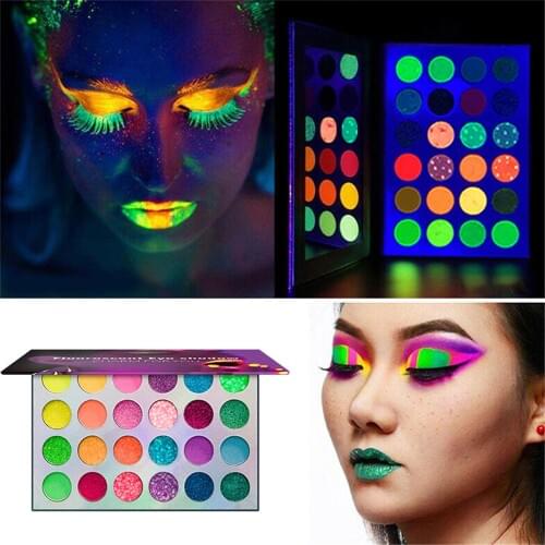 1Pc Glow Eyeshadow Palette Stage Clubbing UV Glow in the Dark Fluorescent Eye Shadows Neon Makeup Kit in Blacklight
