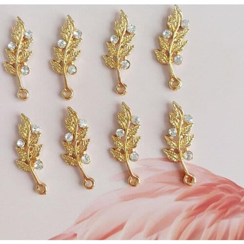 10 PCS 12*32mm Fashion Metal Alloy KC Gold Leaves Pendant Charm DIY Jewelry Accessories