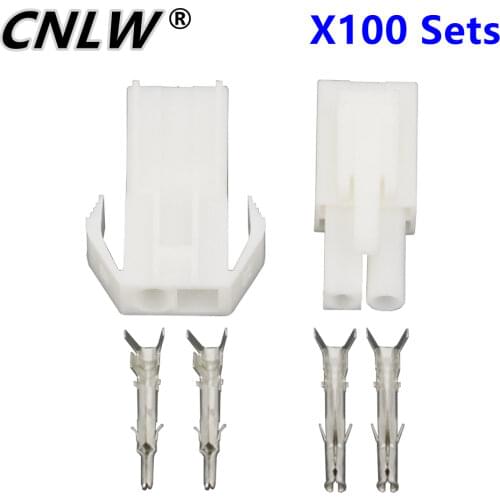 100 Sets/Kits EL-2P Small tamiya Electronic connector 4.5mm spacing,EL4.5 2P Multipole Connectors Male and Femal Plug + terminal