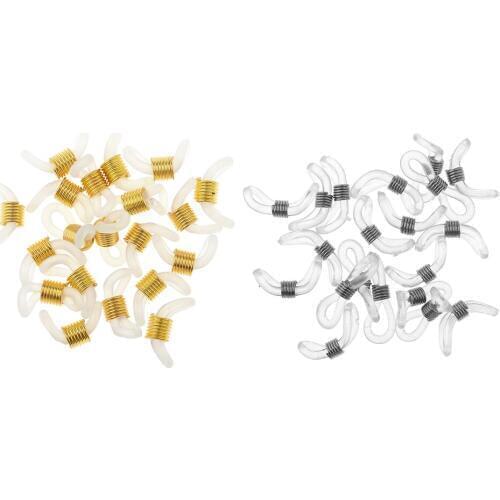20Pcs Eyeglass Spectacle Chain Strap Loop Ends Clear Rubber DIY Eyeglasses Ends w/ Copper for Eyeglass Holders Adjust the Grip