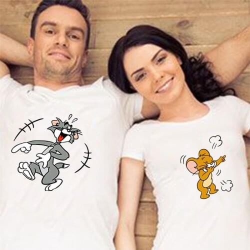2021 Fashion Summer Couple T-Shirts Hot Selling High Quality Kawaii Tshirt Short-sleeved Round Neck Pulovers Lovers Casual Wear
