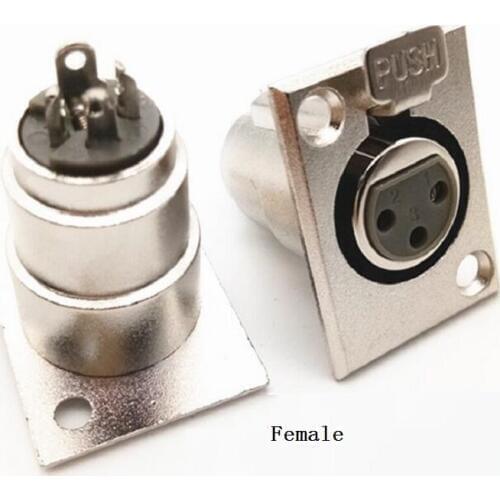 3PIN XLR connector Metal headphone jack XLR Male Female Audio socket Panel Microphone socket Connector MIC Adapter