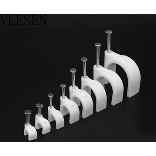 300pcs Circle Path Circle cable clips cable nail wire clips cable clips Round white Assortment Kits