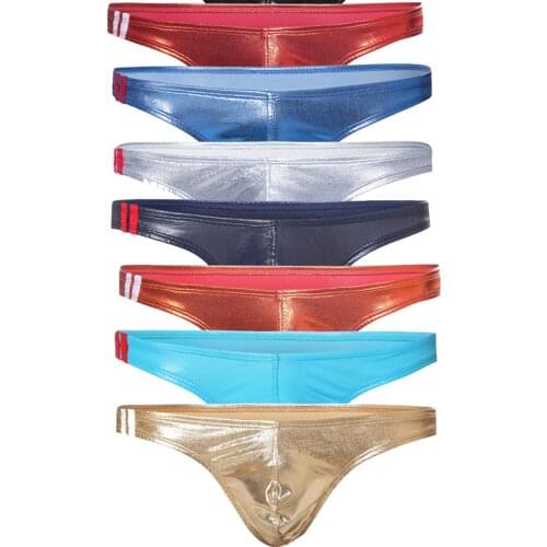 4PCS Sexy Mens Briefs Faux Leather Men Underwear Underpants Low-Waist Male Gay Panties Nightwear Jockstrap Men Underwear Sexy