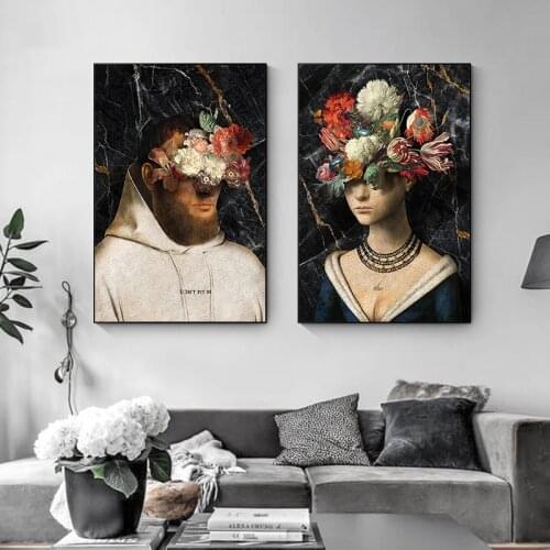 Abstract Art Painting Flower Woman Men Marble Vintage Oil Painting Artist Poster and Prints Wall Art Canvas Bedroom Home Decor