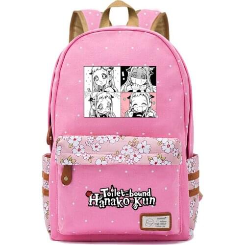 Anime Toilet-Bound Hanako-kun Backpack For Women Girls Cute Canvas bag Flowers wave point school backpack travel bag Gift