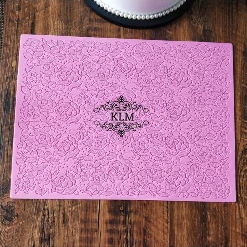 Large cake lace decorative silicone pad Rose line embossing mould