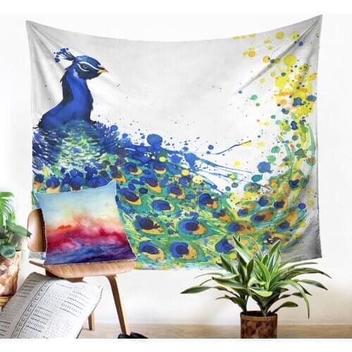 Large Tapestry Fabic European Wall Hanging Magnificent Peacock Theme Gobelin Decoration For Modern Home Farmhouse Decor