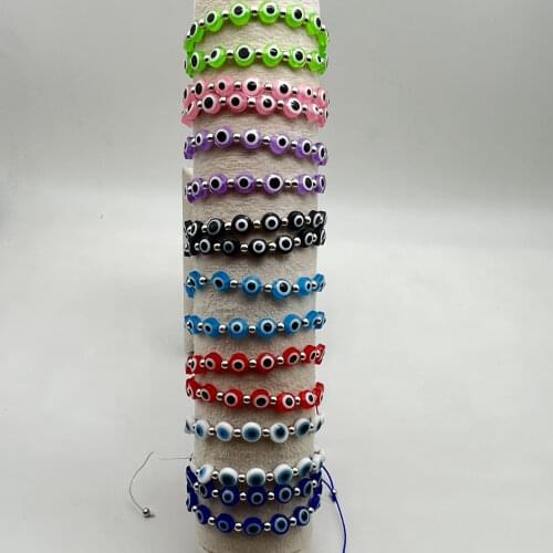 12 Pcs Evil Eye Bracelets Colorfu Anklet Boho Hand-Woven Lucky Bracelet for Mom Dad Girl Boy Bracelet